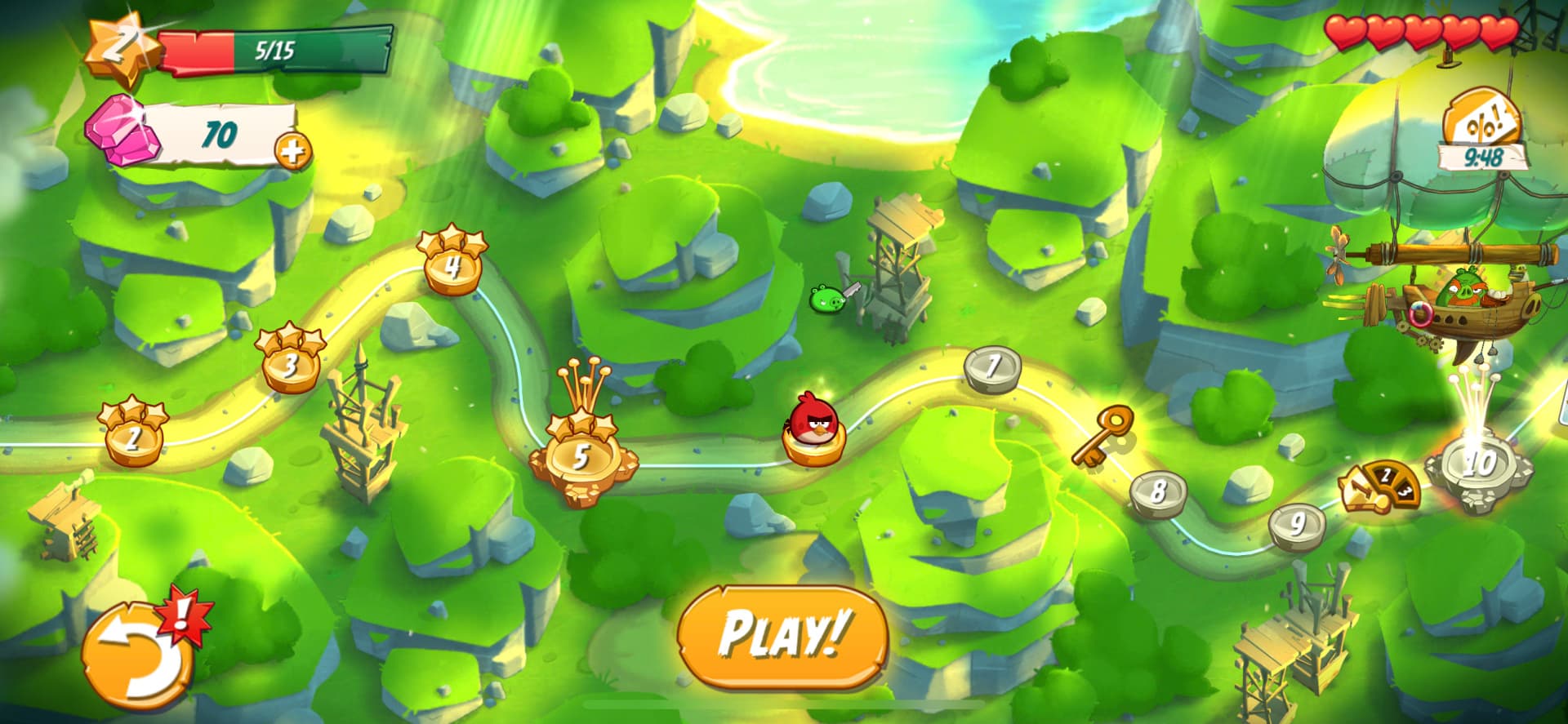 Progression des niveaux dans Angry Birds