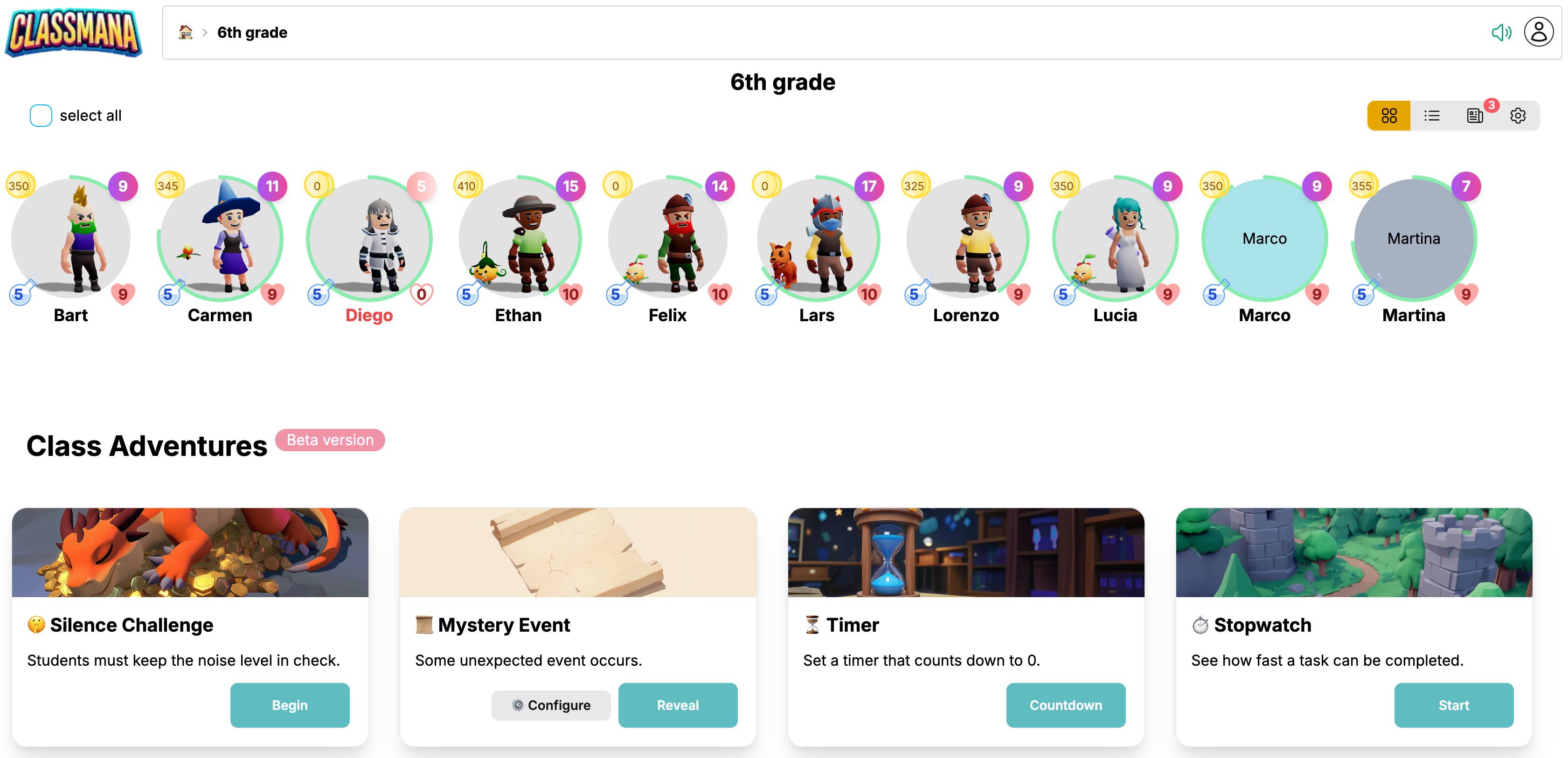 Accès au Défi du Silence des Aventures de Classe